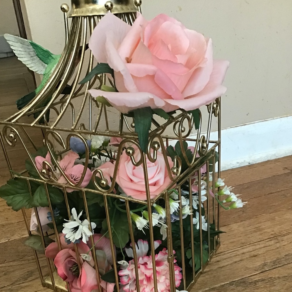 Metal birdcage, just flowers /bridal  shower, tea party, home decor